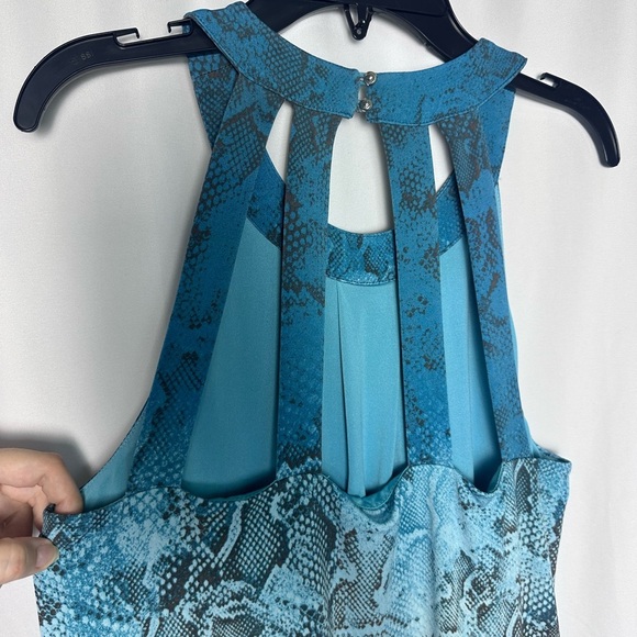 White House Black Market Snake Print Dress Blue and Brown Ombre Snakeskin sz S - Picture 6 of 10